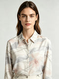 I Heato Women Blush Pink Soft Grey Floral Blouse Classic Cream Long Sleeve Shirt