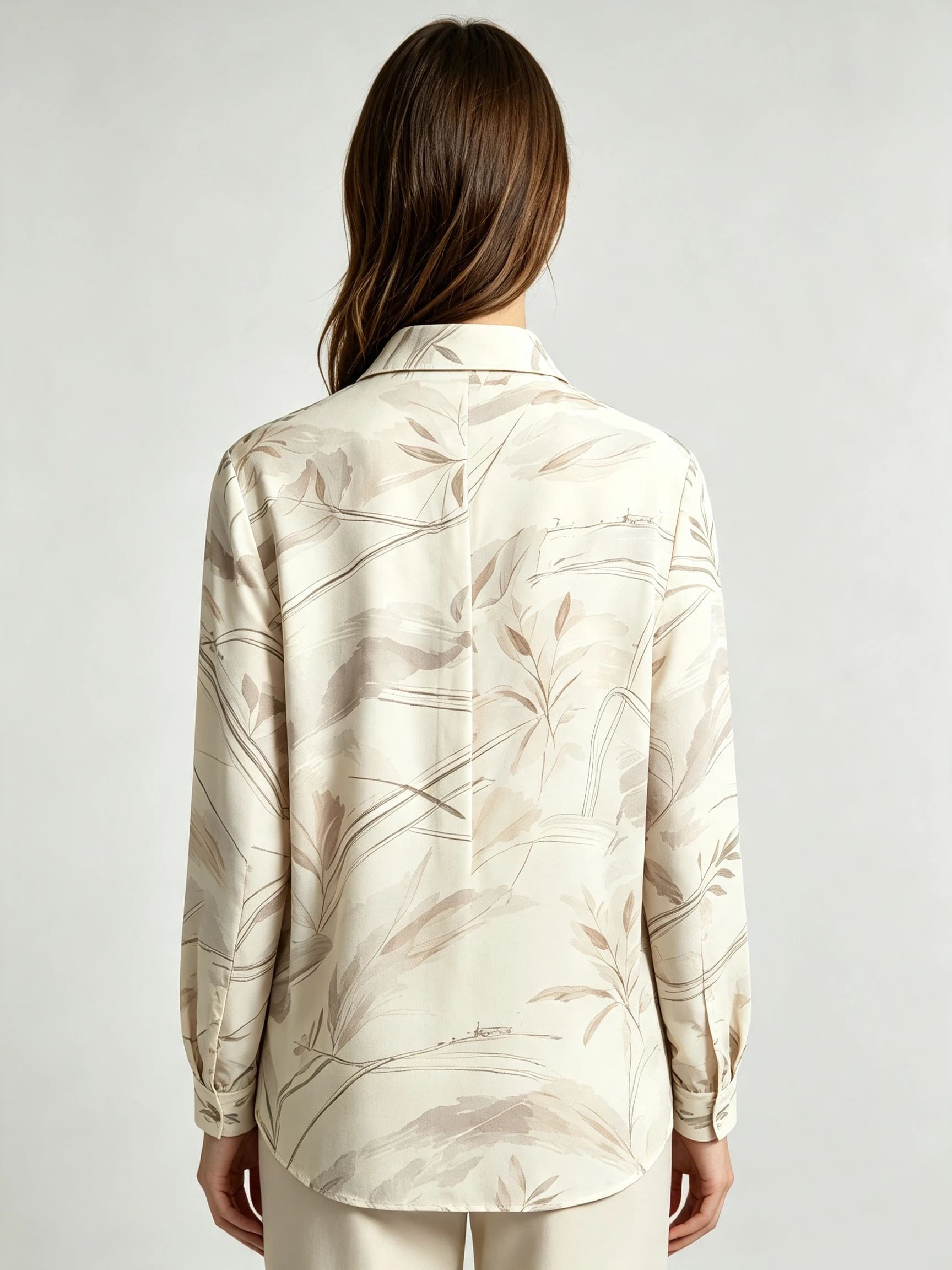I Heato Women Long Sleeve Button Up Shirt Elegant Watercolor Floral Print Blouse in Cream