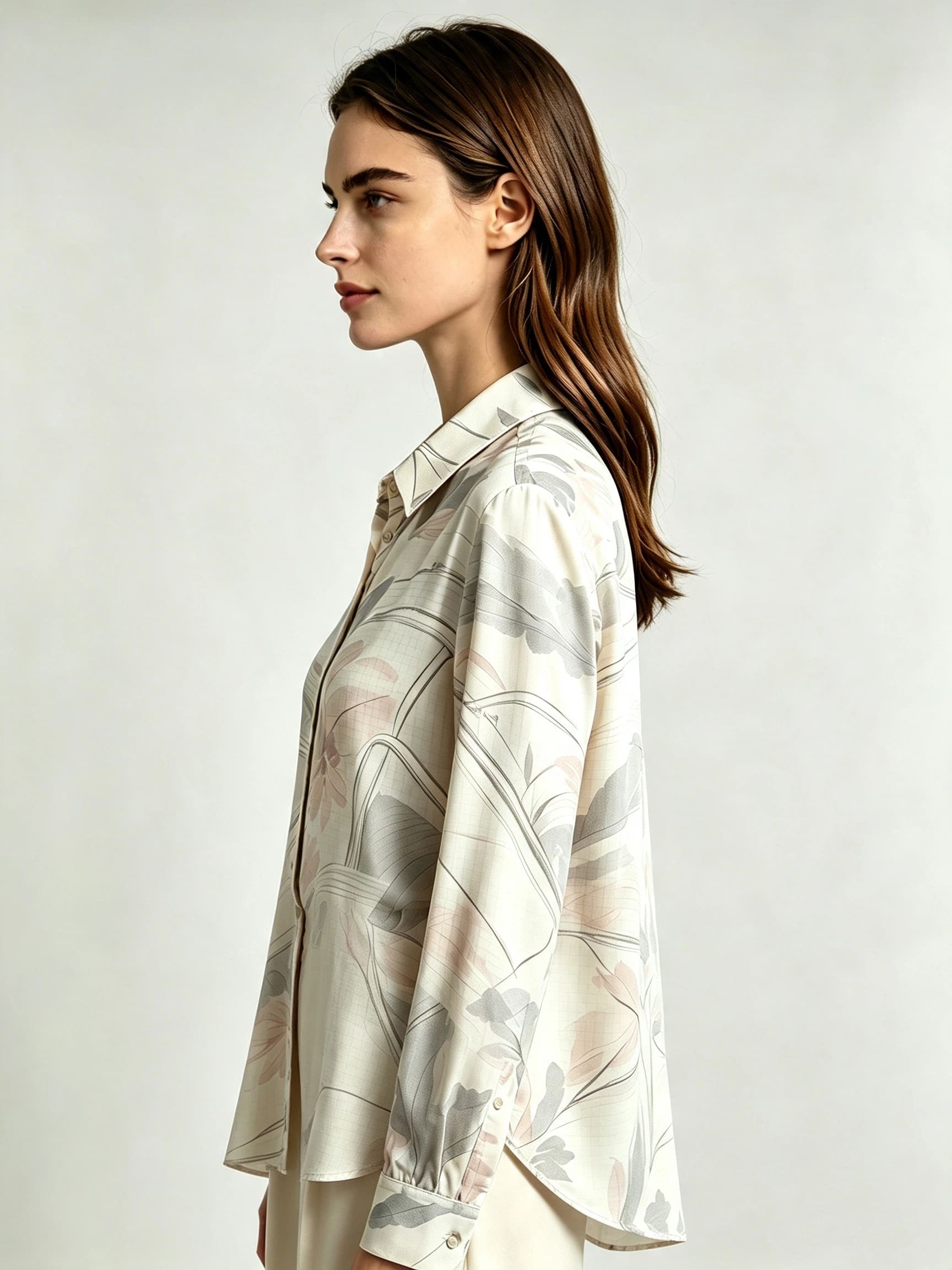 I Heato Women Blush Pink Soft Grey Floral Blouse Classic Cream Long Sleeve Shirt