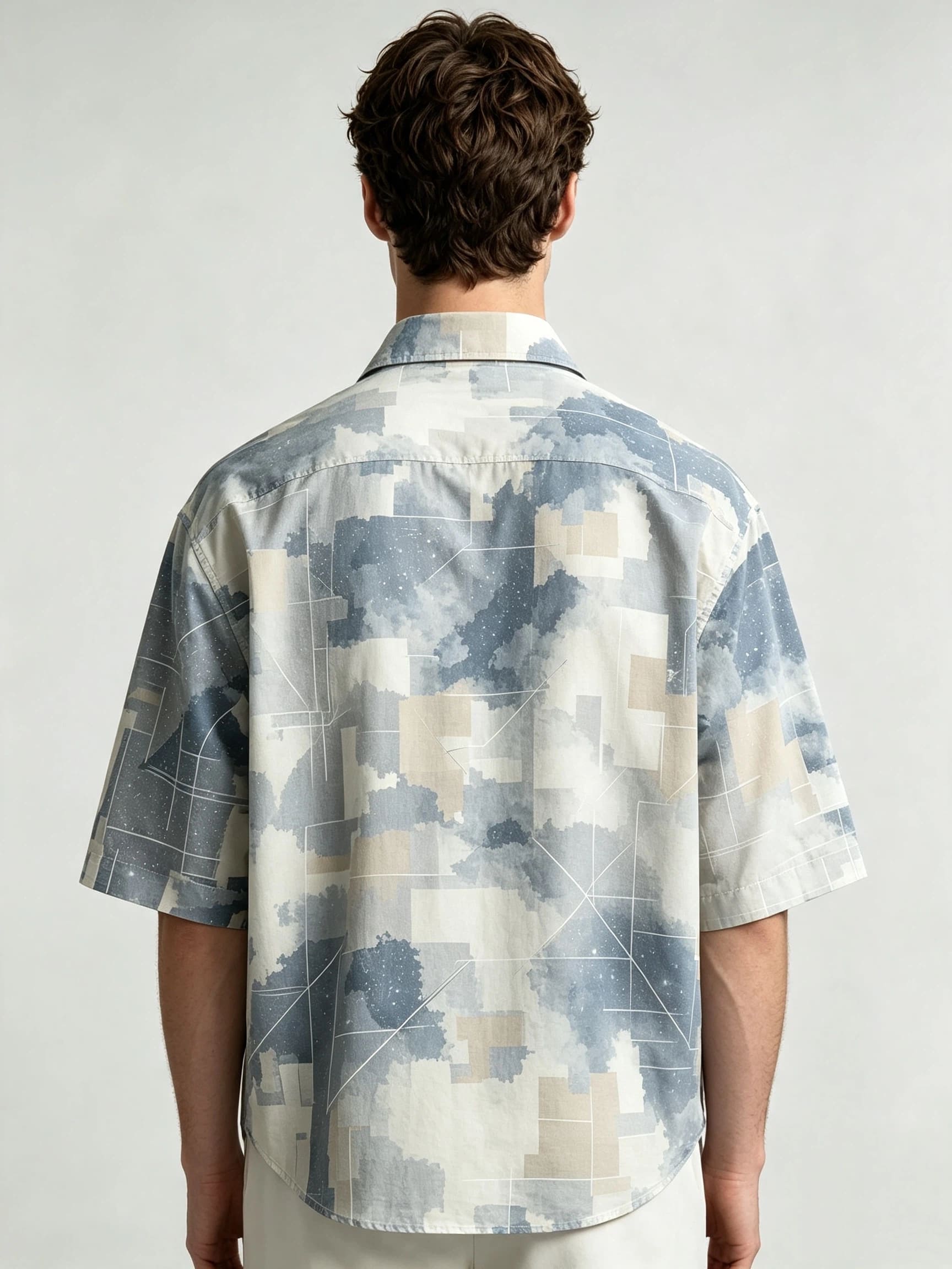 I Heato Men Short Sleeve Shirt Geometric Mist Star Speckled Print Summer Blouse
