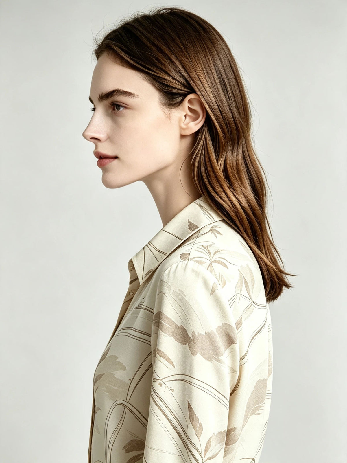 I Heato Women Long Sleeve Button Up Shirt Elegant Watercolor Floral Print Blouse in Cream
