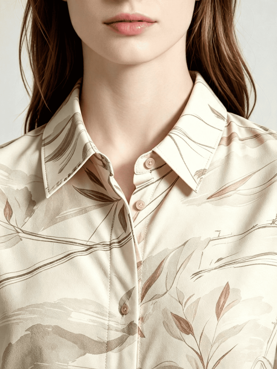 I Heato Women Long Sleeve Button Up Shirt Elegant Watercolor Floral Print Blouse in Cream